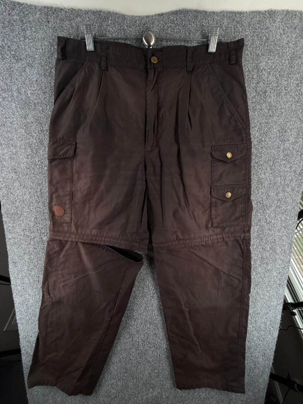 Fjallraven Waxed Zip Off Cotton Polyester Pants Mens Straight Leg ACTL 35x29